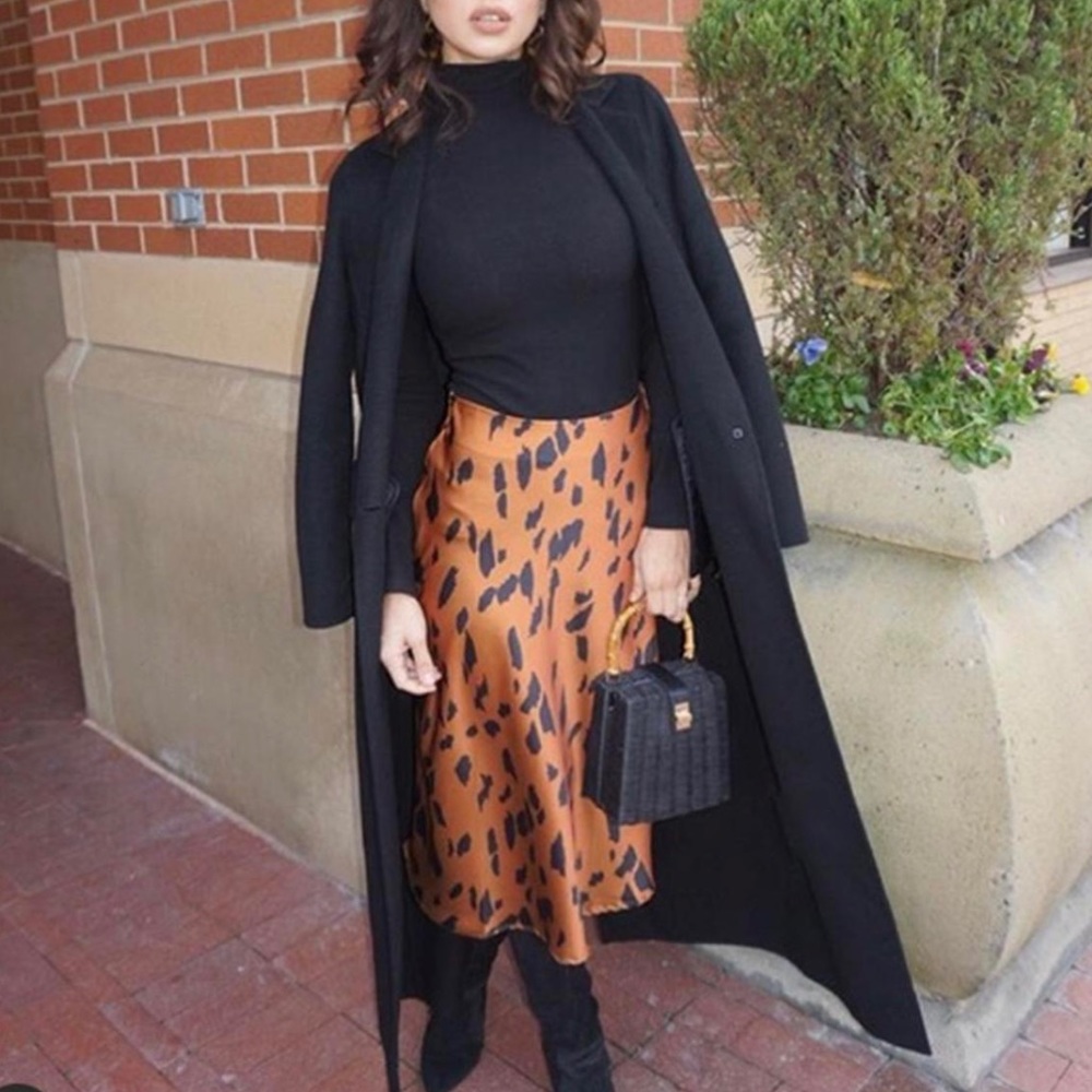 Animal print midi skirt